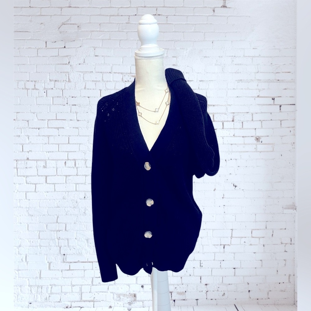 Gap Chunky Button-down Cardigan Sweater Black Small NWT